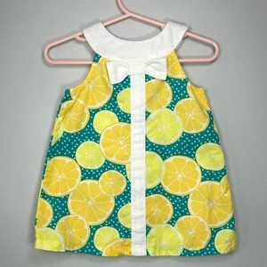 Gymboree Baby Girl Sleeveless Lemon Yellow Dress with White Sock Size 6-12M